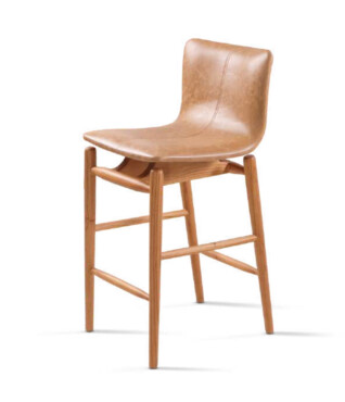 Banqueta Lisboa em Madeira Maciça com Encosto Estofado