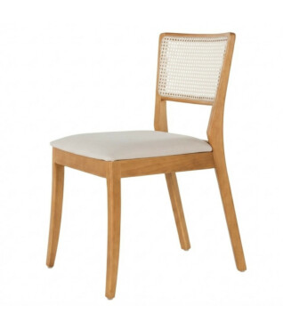 Cadeira Lion com Ratan Sextavado Natural Para Mesa de Jantar