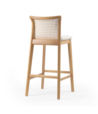 Banqueta Marrocos com Encosto em Ratan Sextavado frente