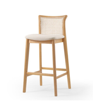 Banqueta Marrocos com Encosto em Ratan Sextavado frente