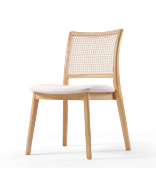 Cadeira Orla 102 Com Ratan no Encosto Para Sala de Jantar PRONTA ENTREGA lateral frente