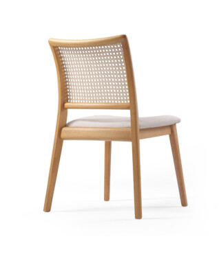 Cadeira Orla 102 Com Ratan no Encosto Para Sala de Jantar PRONTA ENTREGA lateral frente