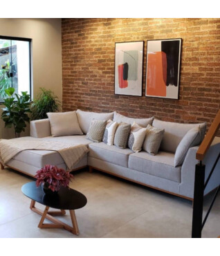 Sofá Turin com Chaise 3m para sala de jantar