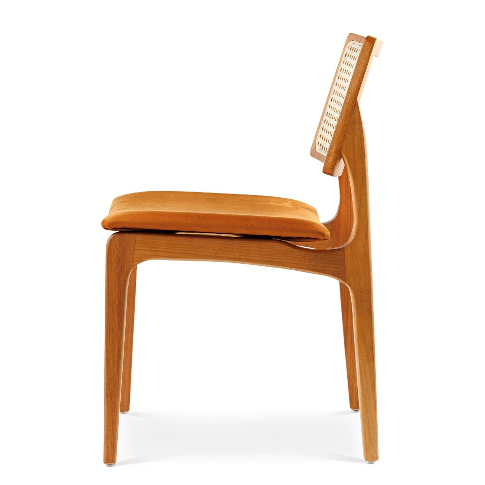 Cadeira Mabel com Ratan Sextavado Natural Para Mesa de Jantar