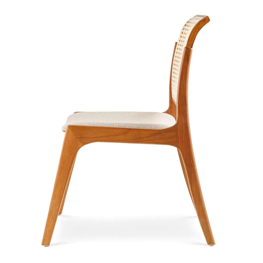 Cadeira Louros com Ratan Sextavado Natural Para Mesa de Jantar