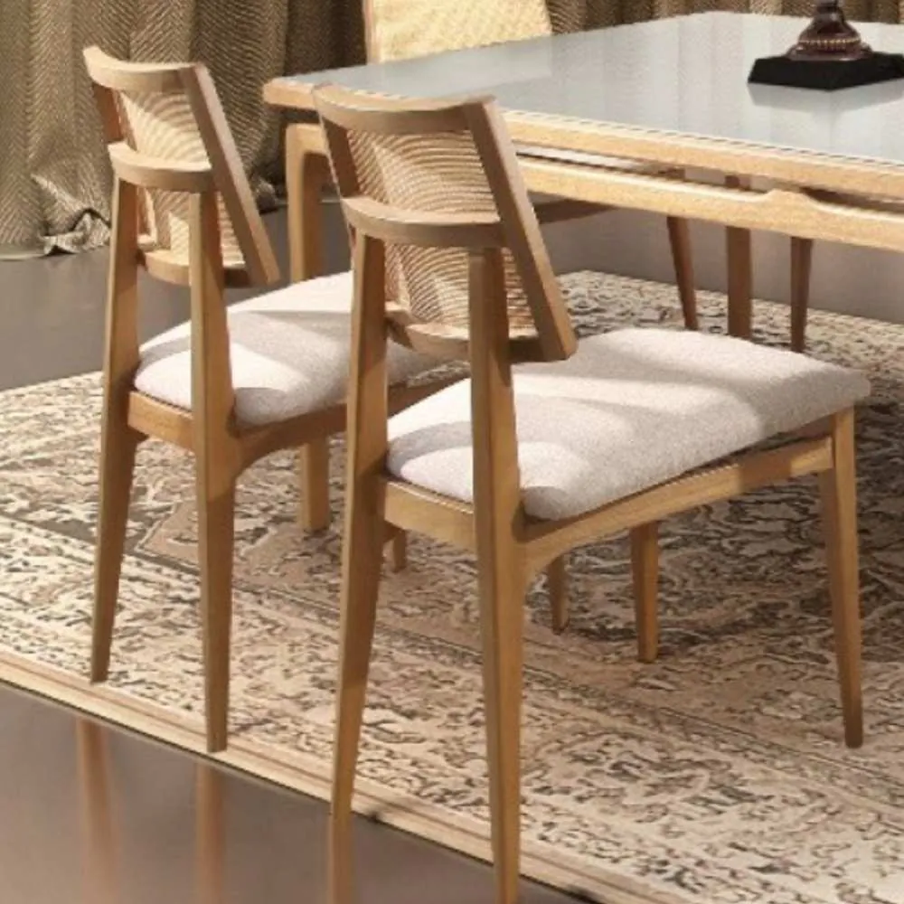 Cadeira Nilla com Encosto em Ratan Para Mesa de Jantar