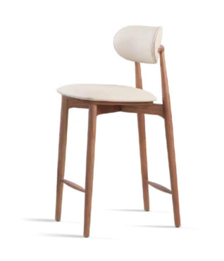 Banqueta Cleo em Madeira Maciça com Encosto Estofado