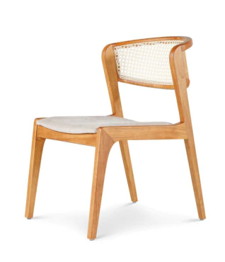 Cadeira Gaia com Encosto em Ratan Para Mesa de Jantar