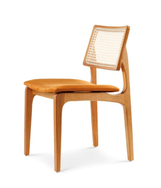 Cadeira Mabel com Ratan Sextavado Natural Para Mesa de Jantar