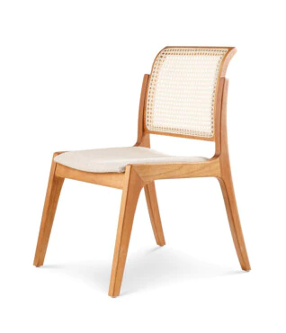 Cadeira Louros com Ratan Sextavado Natural Para Mesa de Jantar