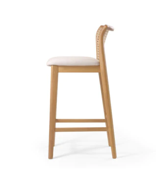 Banqueta Marrocos com Encosto em Ratan Sextavado frente