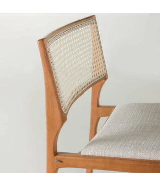 Cadeira Yasmin com Ratan Sextavado Natural Para Mesa de Jantar
