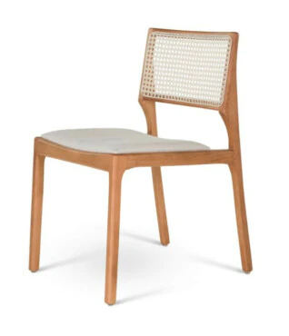 Cadeira Yasmin com Ratan Sextavado Natural Para Mesa de Jantar