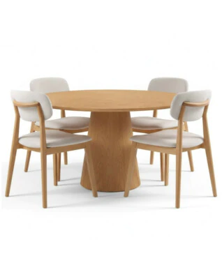 Conjunto com 4 Cadeiras Ane 101 1,20m de Diâmetro Laminado