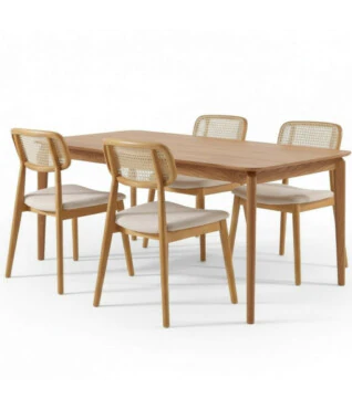 Conjunto com 4 Cadeiras Bari 102 1,35m x 0,90m Tampo Laminado