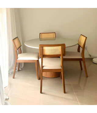 Conjunto Mesa Redonda 1,10m com 4 Cadeiras Firenze Ratan Sextavado