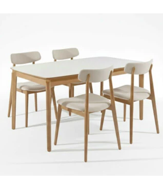Conjunto com 4 Cadeiras Nadyne 101 1,35m x 0,90m Com Vidro Off White