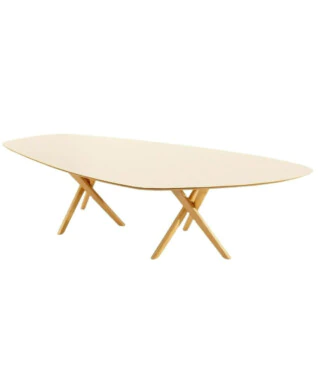 Mesa de Jantar Angel 2,60m x 1,10m Tampo Orgânico Com Vidro Off White