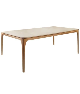 Mesa de Jantar Celenita com Vidro Off White Para Sala de Jantar