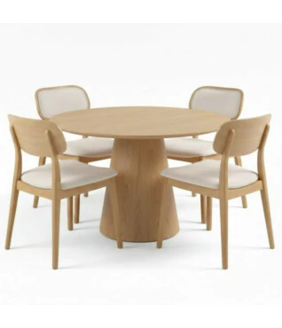 Conjunto com 4 Cadeiras Bari 101 1,20m de Diâmetro Laminado