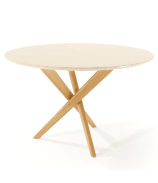 Mesa de Jantar Lisboa 1,20m de Diâmetro Vidro Off White PRONTA ENTREGA