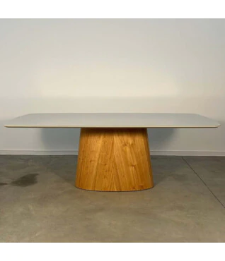 Mesa de Jantar Lysa 2,20m x 1,10m Com Vidro Off White
