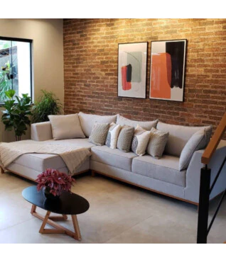 Sofá com Chaise 3,15m - Bianchi Moveis