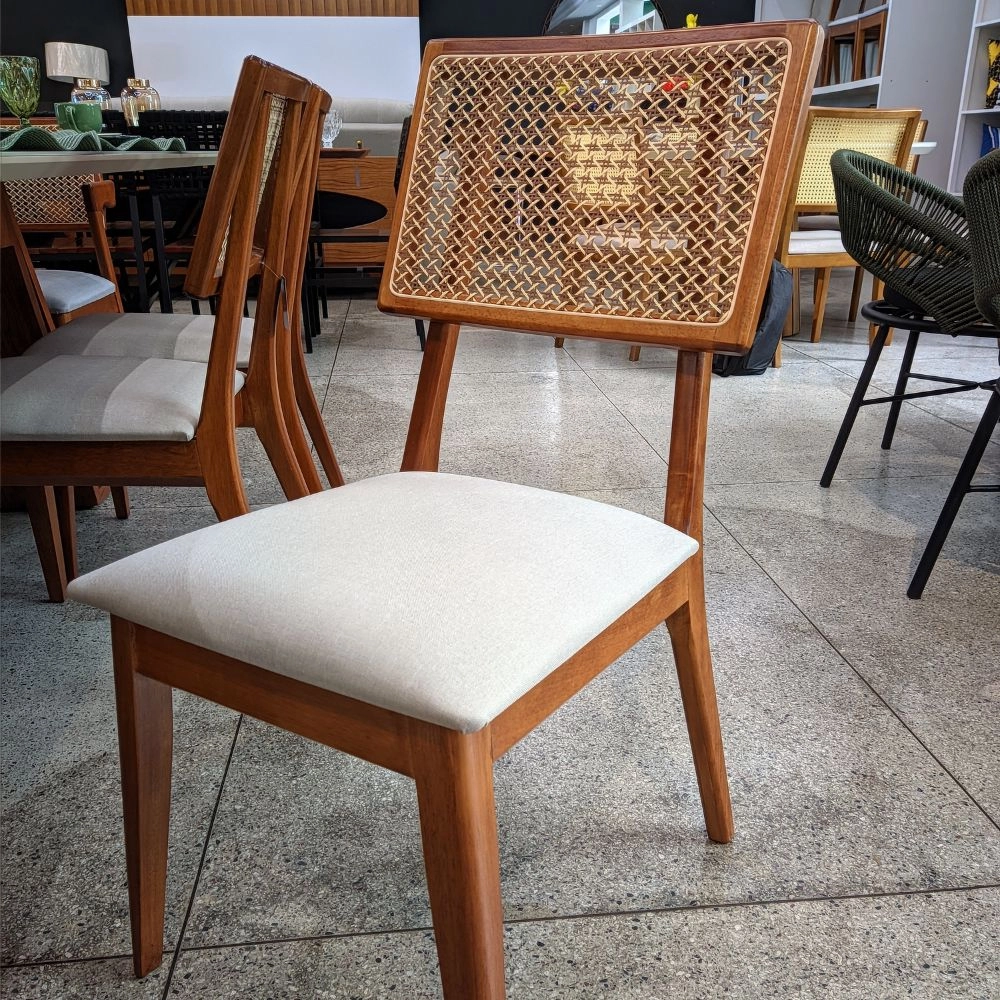 Cadeira Mônaco com Encosto em Ratan Para Mesa de Jantar