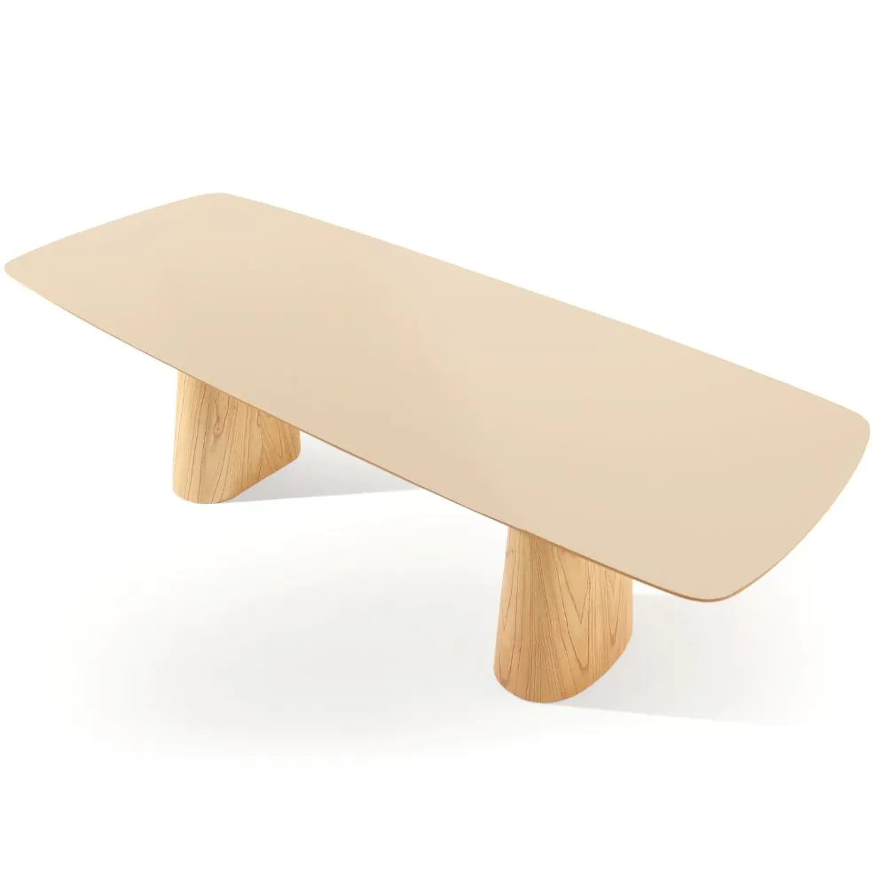 Mesa de Jantar Diana 2,20m x 1,10m Com Vidro Off White PRONTA ENTREGA