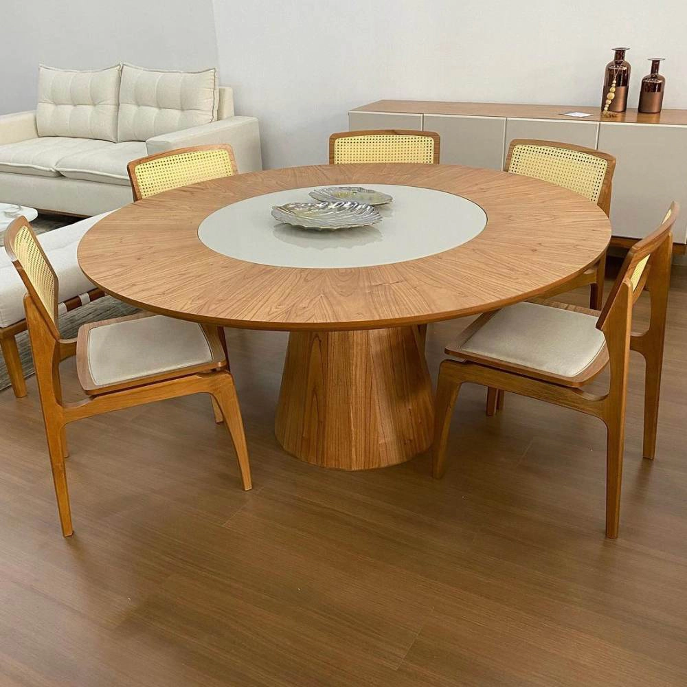 Mesa de Jantar Cone Madrid C/ Vidro Giratório 1,30m de Diâmetro
