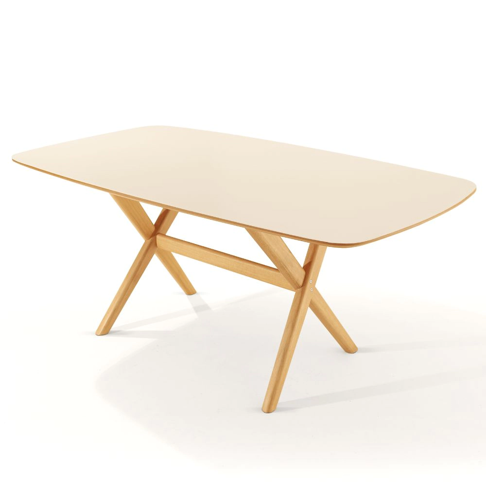 Mesa de Jantar Miami 2,20m x 1,10m Com Vidro Off White