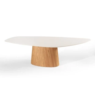 Mesa de Jantar Orla 2,20m x 1,10m Com Vidro Off White PRONTA ENTREGA cima