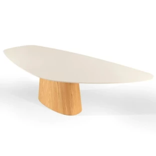 Mesa de Jantar Orla 2,20m x 1,10m Com Vidro Off White PRONTA ENTREGA cima