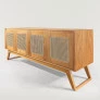 buffet firenze com ratan lateral pés em madeira 180cm