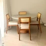 Conjunto Mesa Redonda 1m com 4 Cadeiras Firenze com Ratan Sextavado
